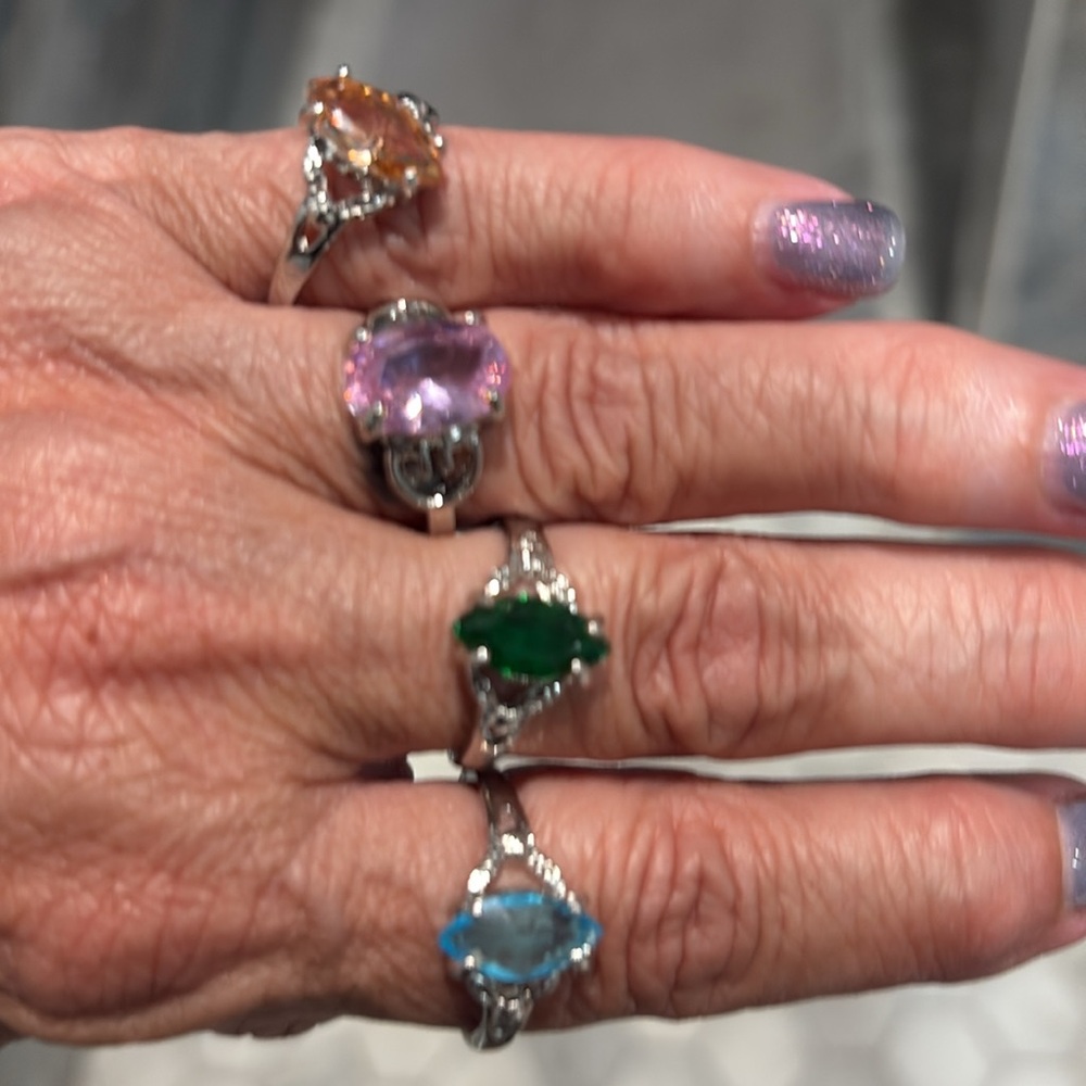 Vibrant Multi-Gemstone Silver Ring Collection - image 2